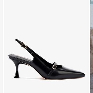 LARROUDE BLACK LEATHER INES PUMP